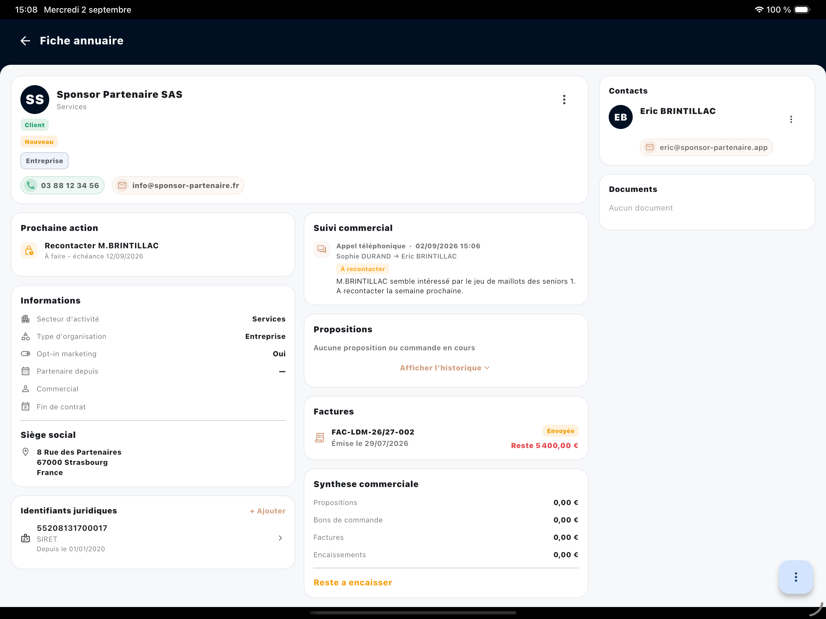 Fiche organisation dans l'annuaire Lynzeo